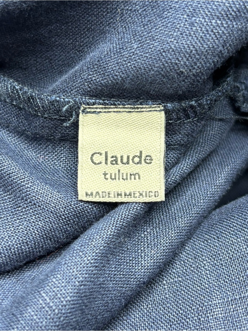 Claude Tulum 100% Linen Navy Ruffle Pocket Mini Dress One Size - Picture 8 of 16
